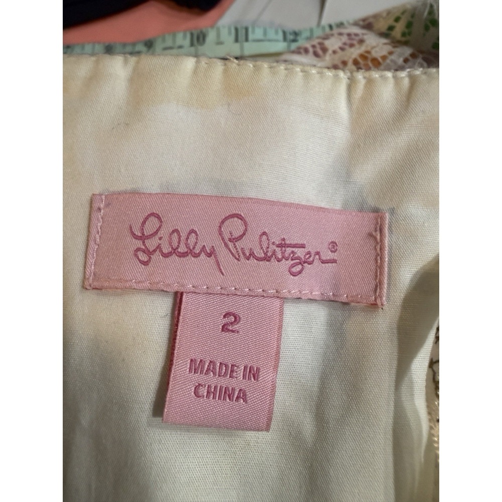 $248 LILLY PULITZER SZ 2 LOTTIE STRAPLESS SALISBURY LACE WOMENS‎ DRESS Flaw - Picture 5 of 7
